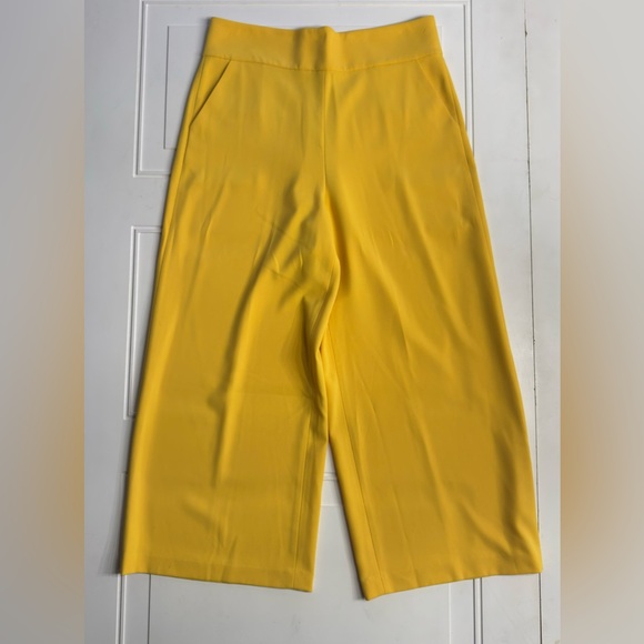 Alice + Olivia Pants - Alice + Olivia Women Sz 10 Donald Yellow Wide Leg High Rise Trousers Pants Crop